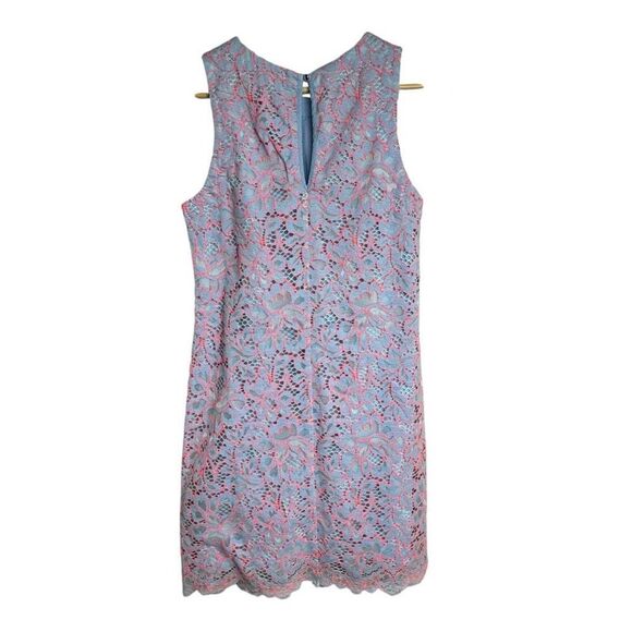CYNTHIA STEFFE SLEEVELESS PLACID BLUE LACE SHIFT DRESS size 2 - Picture 3 of 9